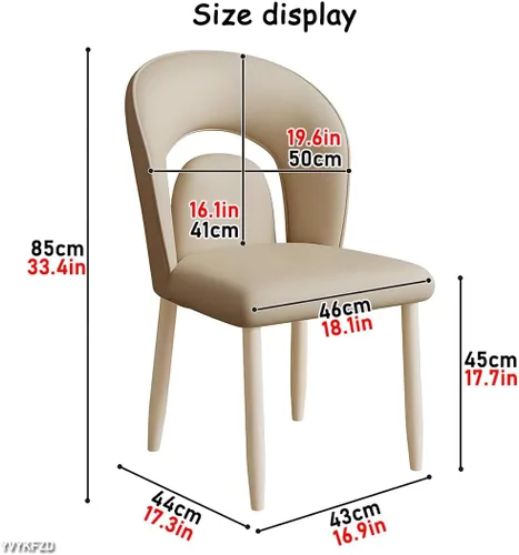 Miniatura 3 de YVYKFZD Leather Dining Chairs, Kitchen Chairs Set with Curved Back, Upholstered Dining Room Chair, Armless Comfy Side Chair, for Living Room