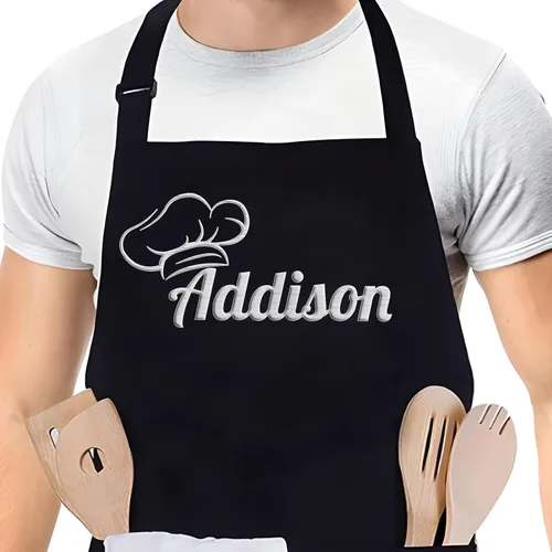 Miniatura 8 de Delantal personalizado para hombres, delantales de chef personalizados con nombre/texto bordado, delantal ajustable de cocina para mujer