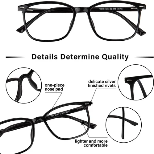 Miniatura 4 de FONHCOO Gafas de bloqueo de luz azul para mujeres y hombres, TR90, marco de moda, gafas de luz azul para computadora Negro