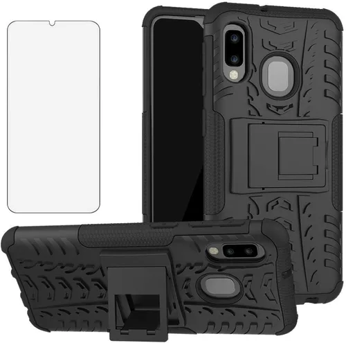 Asuwish Funda de teléfono para Samsung Galaxy A10e con protector de pantalla de vidrio templado y soporte delgado, híbrida, resistente, funda