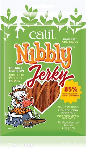 Miniatura 10 de Catit Nibbly Jerky Cat Treats, receta de pollo - Snack para gatos sin cereales, blanco 1.06 onzas (paquete de 1)