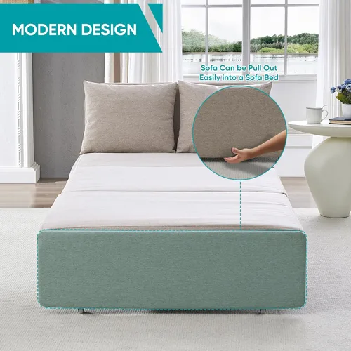 Miniatura 7 de BALUS Sofá cama extraíble tamaño individual de 43 pulgadas de ancho con camas extraíbles, sofá cama convertible 2 en 1 de lino con almohadas