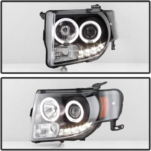 Miniatura 5 de ACANII - Para Ford Escape 2008-2012 LED Halo Black Housing Proyector Faros Faros Delanteros, Lado del Conductor y del Pasajero