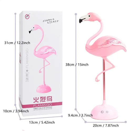 Miniatura 4 de Fantasee Lámpara de escritorio de flamenco, lámpara de mesita de noche USB, luz nocturna táctil regulable para niños, niños, estudiantes