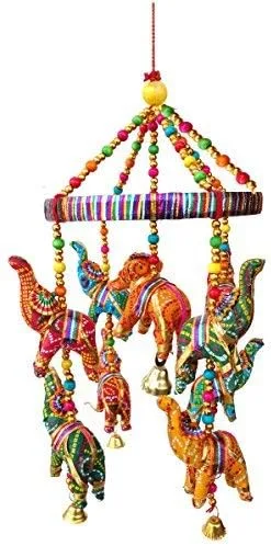 Rastogi Handicrafts Elefante hecho a mano techo de pared colgante ornamento decorativo Navidad Diwali fiesta boda colgante decorativo