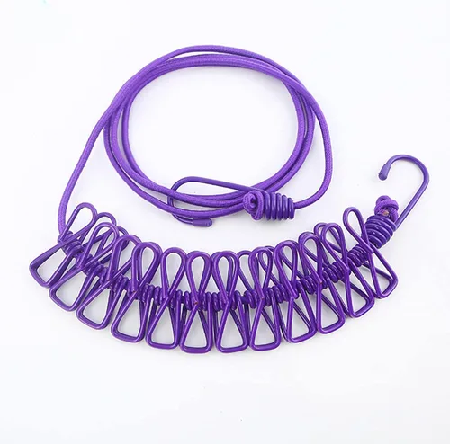 Miniatura 9 de 1 tendedero de viaje portátil resistente al viento, tendedero retráctil elástico para ropa con 12 pinzas para la ropa, adecuado para interiores