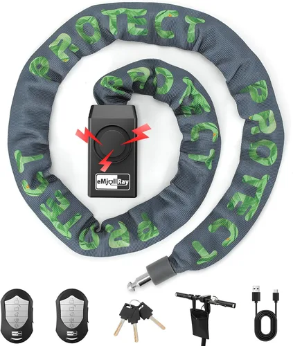 Miniatura 9 de Cerradura de cadena antirrobo para bicicleta, cerradura de bicicleta de seguridad de 110 dB, cerradura de cadena de 0.315 in x 4 pies con llave