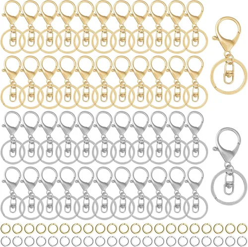Miniatura 11 de 30 llaveros con cierre de langosta para fabricación de joyas, broches de metal giratorios con cierres giratorios, clips de gancho, anillo de llavero