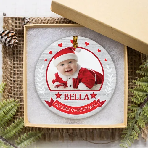 Miniatura 4 de Adorno de Navidad con foto personalizada 2023, adorno de Navidad con nombre del bebé, adorno de Navidad con texto personalizado para bebé, recién