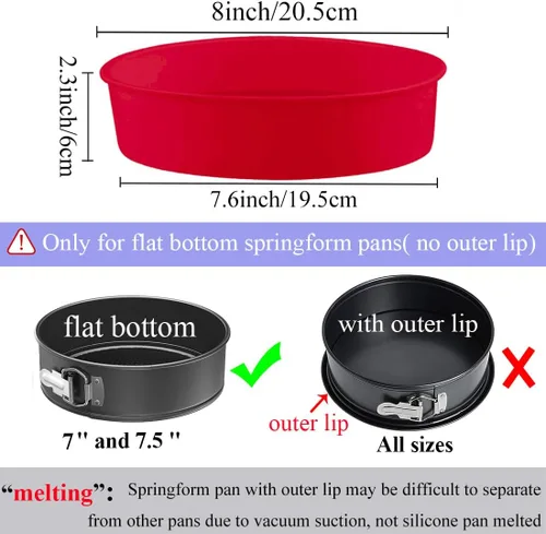Miniatura 2 de Protector de Molde Desmontable de Silicona para Cheesecake para Molde Desmontable Redondo de 7'', 7.5'', Protector de Baño María para Cheesecake