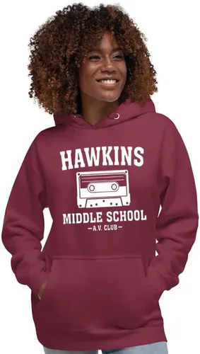 Miniatura 3 de fresh tees Stranger - Sudadera unisex para mujer y hombre, Hawkins Middle School A.V. Club Sudadera con capucha