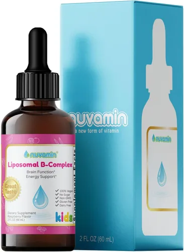 Nuvamin - Gotas de complejo B liposomal líquido para niños, bebés y adultos, 2 onzas líquidas (2.0 fl oz), 120 porciones diarias. B1, B2, B3, B5,