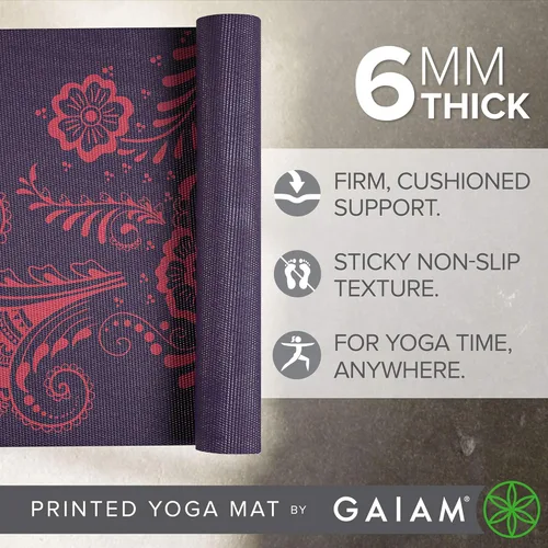 Miniatura 3 de Gaiam - Alfombrilla de yoga, 6 mm, extra gruesa, antideslizante, de primera calidad, para todo tipo de yoga, pilates y ejercicios en el suelo