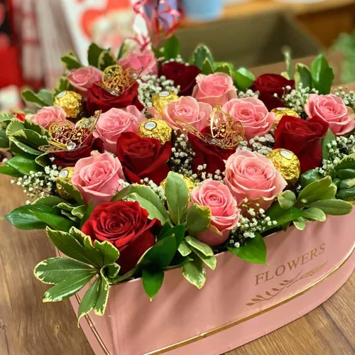 Miniatura 3 de UNIKPACKAGING Juego de 3, flores en forma de corazón/cajas de regalo (rosa)
