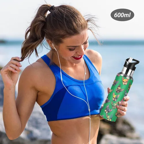 Miniatura 6 de Cute Dogs Vibrant Green Insulated Water Bottle 20 Oz, BPA-Free Sports Water Bottle Leakproof Water Bottles