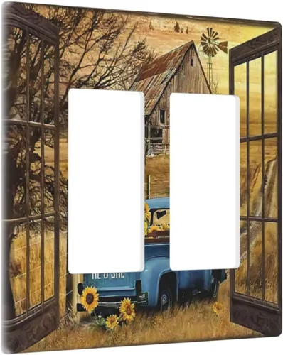Miniatura 53 de Rainbow in the Clouds - Placas de Pared de Doble Interruptor de 2 Posiciones, Panel de Arte Rosa, Cubierta de Interruptor de Luz, Placa Frontal Arco