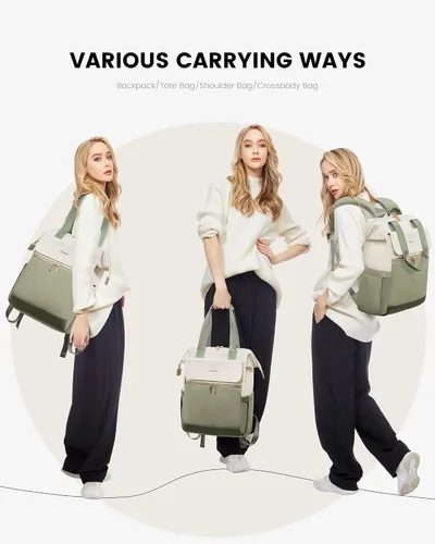 Miniatura 6 de LOVEVOOK Mochila para laptop para mujeres, mochila de trabajo convertible con bolso con puerto USB, Trabajo