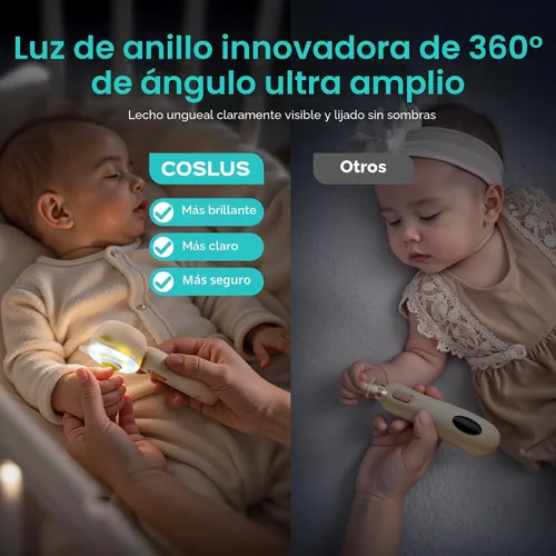 Miniatura 2 de COSLUS Lima de uñas para bebé, cortadora de uñas eléctrica para bebé, cortaúñas para bebé, suave, silenciosa con luz de 360°, segura para el lijado