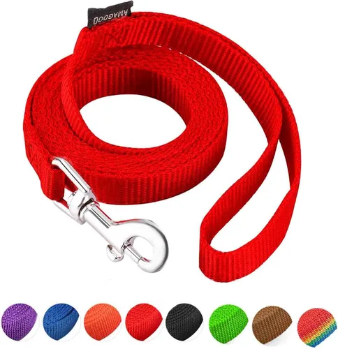 Miniatura 57 de AMAGOOD 6 pies de correas para cachorros/perros, correa de estilo tradicional resistente con gancho de cuello fácil de usar, correa para perros Negro