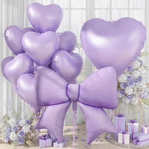 Miniatura 9 de Globos de Corazón Beige Neutro de 30", Globos de Papel de Aluminio con Lazo Grande, 10 Piezas de Globos Gigantes de Lazo Crema de 38" con Juego