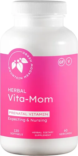 Mountain Meadow Herbal Vita-MOM Vitaminas prenatales – Suplemento de hierbas para mujeres con 5-MTHF de folato, hierro, multivitaminas y hierbas