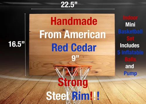 Miniatura 3 de Elite - Juego de mini aro y pelota de baloncesto, montaje en pared, tablero de cedro fabricado en los Estados Unidos. Incluye aro de 9 pulgadas