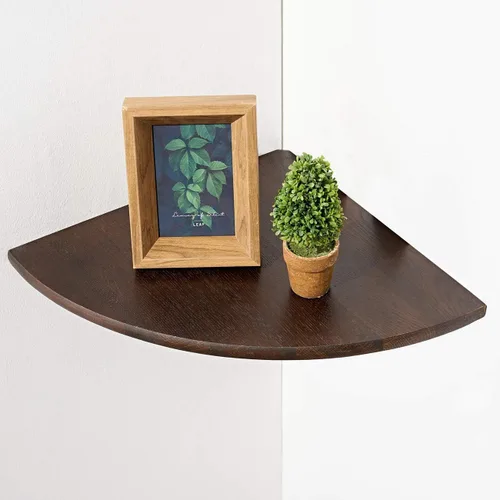 Miniatura 34 de Estante Esquinero, Estante Esquinero Flotante de Madera de Roble Macizo de 7 pulgadas Montaje en Pared Extremo Redondo Estantes Flotantes