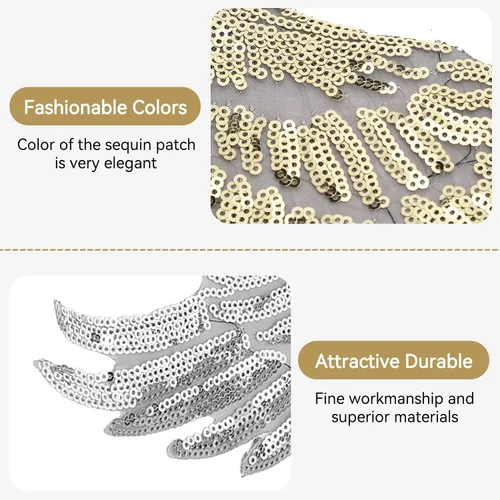 Miniatura 7 de 2 pares de parches de lentejuelas con alas de ángel grandes, apliques decorativos para planchar para ropa, chaquetas, jeans, vestidos, faldas