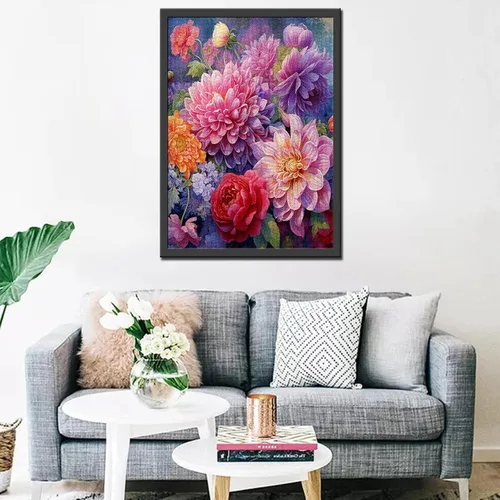 Miniatura 3 de Rompecabezas de flores de jardín de 1000 piezas para adultos, familias (flores de dalias, plantas tropicales, hojas), piezas que encajan