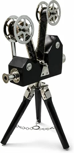 THOR INSTRUMENTS Proyector de cámara de madera de diseño vintage con trípode negro aspecto retro náutico rústico vintage decoración del hogar regalos