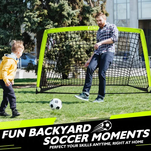 Miniatura 2 de Portería de fútbol portátil de 5 x 3, 6 x 4, 9 x 5 pies, para patio trasero, red de práctica de fútbol plegable con bolsa de transporte para niños
