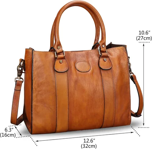 Miniatura 4 de Bolso bandolera de cuero genuino para mujer, bolso de hombro con asa superior