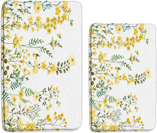Miniatura 29 de GCTNBJL Tapete de baño con diseño floral de hojas verdes, flores rosas, bohemio, botánico, tropical, hojas bohemias, plantas, naturaleza, negro