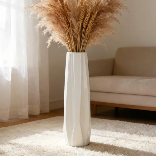 Miniatura 6 de Florero grande de cerámica, jarrón de flores blanco de 24 pulgadas de alto, jarrones decorativos para sala de estar, decoración moderna del hogar