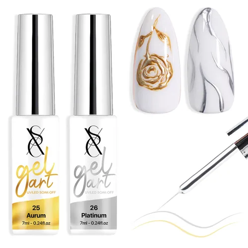 Miniatura 11 de SXC Cosmetics - Juego de delineador de gel de 24 colores para arte de uñas, con cepillo fino integrado para diseños de uñas en espiral y esmalte