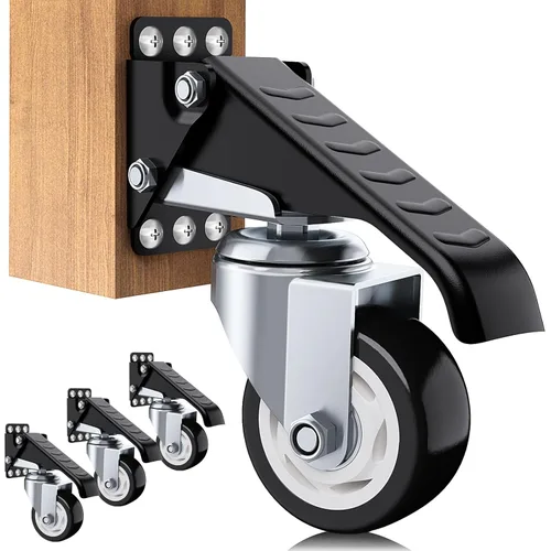 Miniatura 10 de SOLEJAZZ Ruedas retráctiles para banco de trabajo, 920 libras, juego de 4 rodillos de montaje lateral resistentes, ruedas giratorias de 3 pulgadas