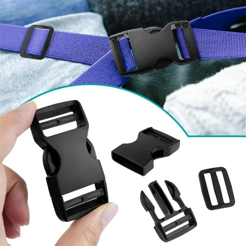 Miniatura 4 de Juego de 10 hebillas de 1 pulgada para correas con 20 clips deslizantes de triple deslizamiento, clip de hebilla de plástico de liberación lateral