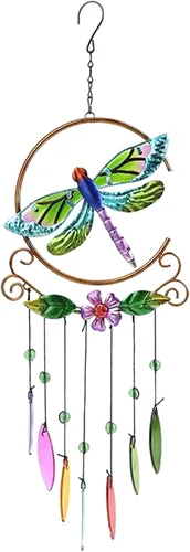 Miniatura 9 de Campanillas de viento de libélula, campanillas de viento de vidrio brillantes para jardín para el hogar, fiesta, decoración de festival, decoración