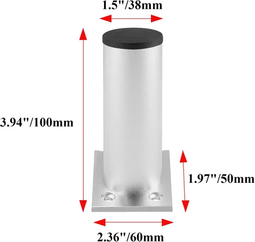 Miniatura 3 de Juego de 4 patas para muebles de 4 pulgadas, patas ajustables de aleación de aluminio, patas redondas de metal para sofá, patas ajustables