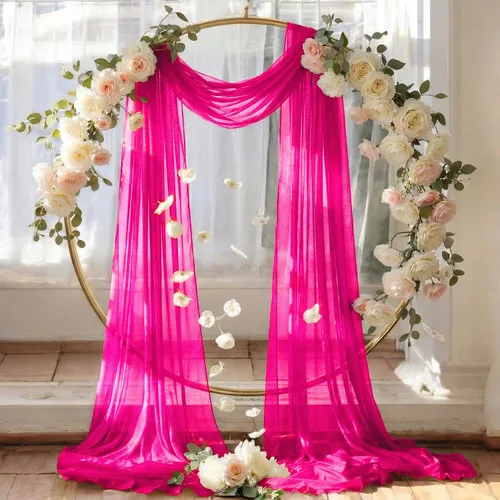 Miniatura 6 de MDS Paquete de 2 paneles de cortina para arco de boda (30 pulgadas de ancho x 30 pies de largo) tela de gasa transparente para boda, ceremonia, Rosa