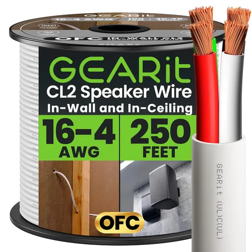 Miniatura 10 de GEARit Cable de altavoz 12/4 (100 pies), calibre 12 AWG, seguridad contra incendios en pared, clasificación CL2, 4 conductores, cobre OFC sin