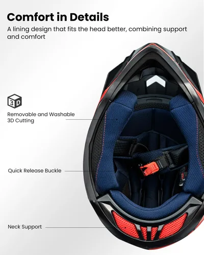 Miniatura 5 de ILM - Cascos para bicicleta de tierra para adultos, hombres y mujeres, para motocross, ATV, todoterreno, con gafas, guantes, máscara, modelo DOT