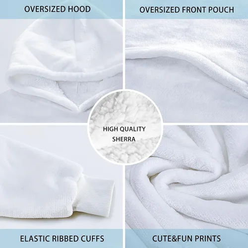 Miniatura 8 de Wearable Oversized Blanket,Sherpa Blanket Hoodie with Super Pockets,Super Warm Fuzzy Pullover for Women & Men