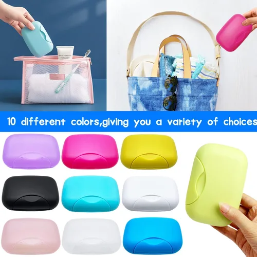Miniatura 4 de 10 soportes para jabonera, jabonera de plástico para viajes, contenedor portátil a prueba de fugas para baño, campamento, gimnasio, viajes