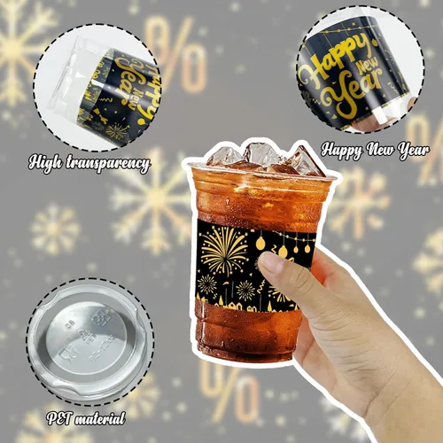 Miniatura 3 de CIEOVO 50 tazas de fiesta de Año Nuevo 2026, vasos desechables de plástico transparente de 12 onzas para fiesta de Año Nuevo, bebidas de helado