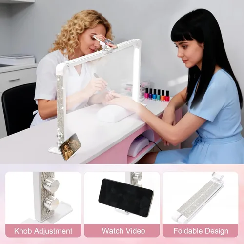 Miniatura 4 de Nail Tech - Lámpara para escritorio, luz de media luna grande de 34 pulgadas con soporte para teléfono, brillo de 48 W, luz de arco ajustable