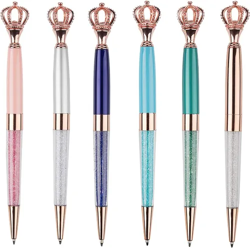 Miniatura 13 de YOUMI Bolígrafo de 3 bolígrafos de metal de cristal con corona, bonito bolígrafo brillante, bolígrafos de cristal personalizados, tinta negra