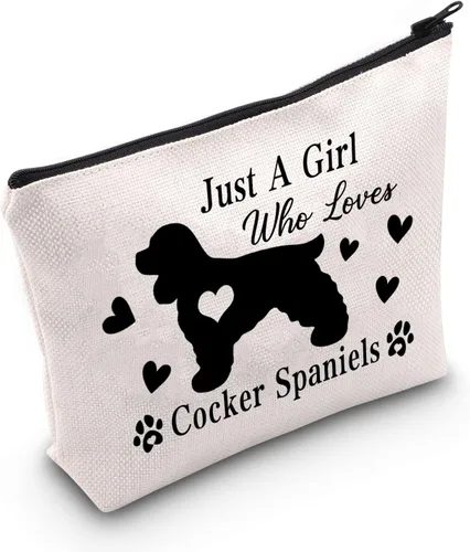 G2TUP Cocker Spaniel Lover Gift Just A Girl Who Loves Dogs Bolsa de maquillaje para mamá Bolsa de cosméticos Bolsa de viaje con cremallera, Cocker