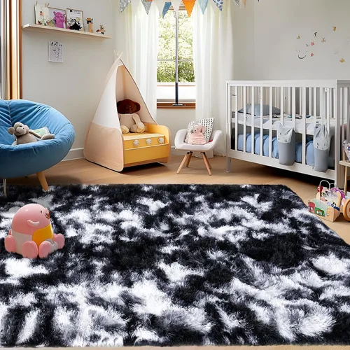 Miniatura 184 de Alfombras de área de 8x10 para sala de estar, alfombra shaggy grande ultra suave y esponjosa para dormitorio, alfombras de felpa mullida Blanco crema