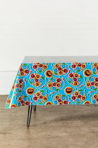 Miniatura 4 de Alux Mantel de Hule Sweet Flower - Azul - Vinilo Plástico PVC - Mantel de Plástico (Círculo de 55 pulgadas)